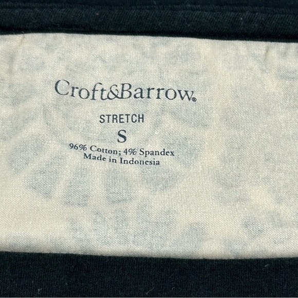 Croft & Barrow Blouse Women Small Stretch Cream Black Square Neck - Picture 7 of 7